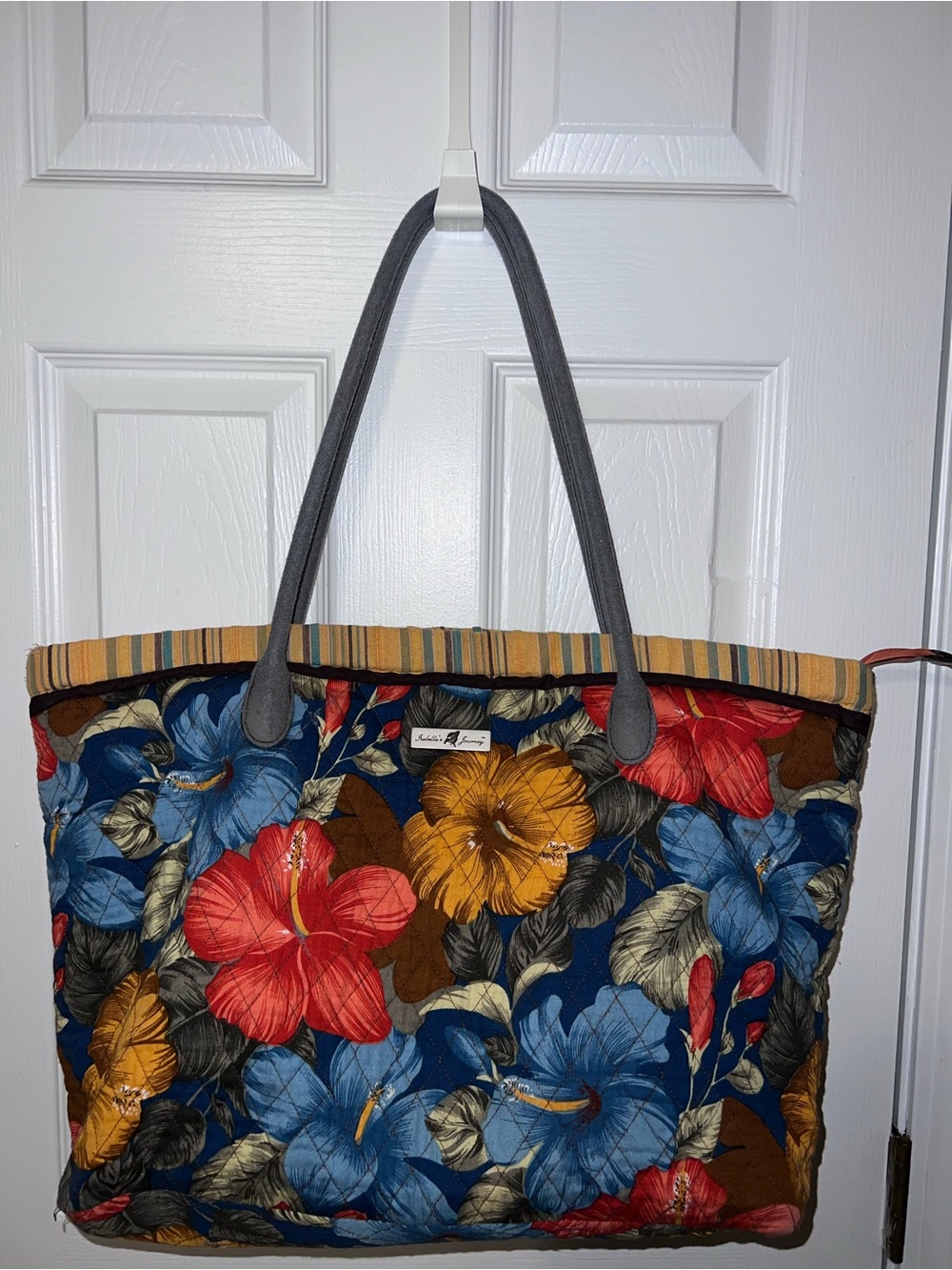 Isabella’s Journey Large Quilted Floral Tote Bag Boho Multicolor